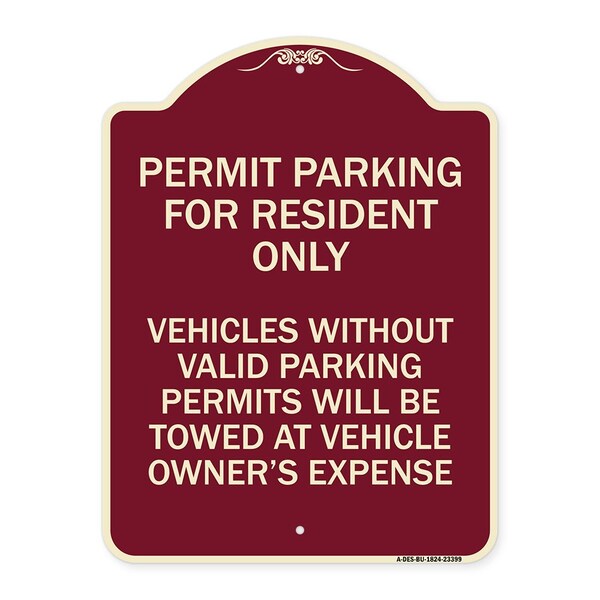 Parking Permit Permit Parking for Residents Only Vehicles Without Valid Parking Permi, BU-1824-23399